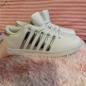 K-Swiss Kids' White Sneakers with Silver Stripes